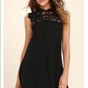 Lulus Hey Doll Black Lace Shift dress Med
